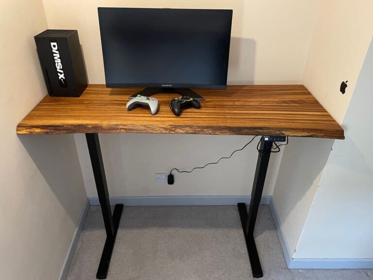 Live Edge Solid Brown Oak Gaming Desk