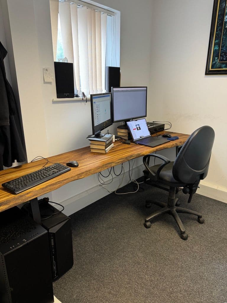 Live Edge Solid Brown Oak Office Desk